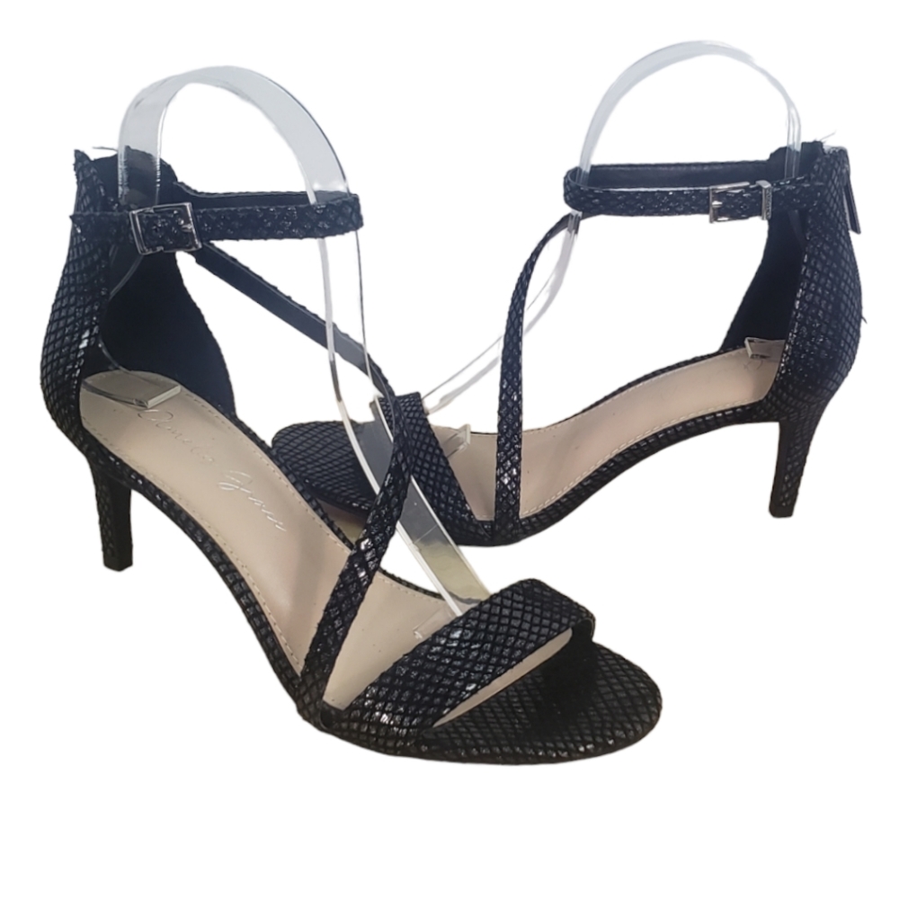 Amelia Grace D'orsay Heel Open Toe Strappy Size 6 Black